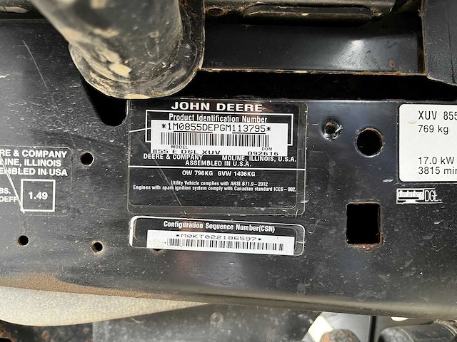 John deere - gator 855d - utility tractor - 2016 - afbeelding 3 van  11