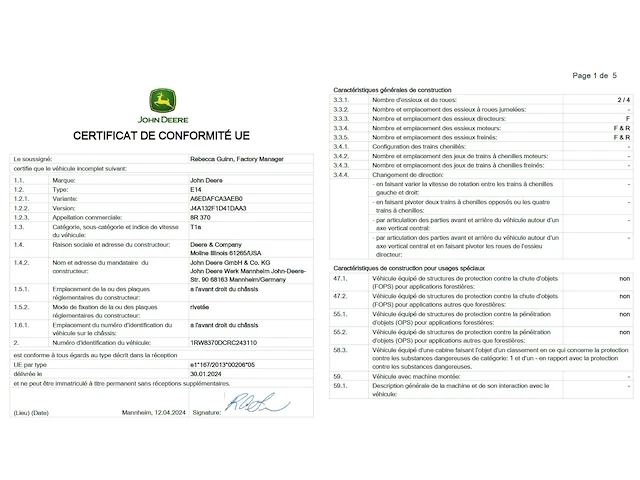 John deere 8r 370 4wd tractor - afbeelding 4 van  14