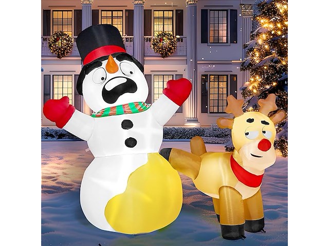 Joiedomi opblaasbaar sneeuwman en rendier (183 cm) - afbeelding 1 van  4