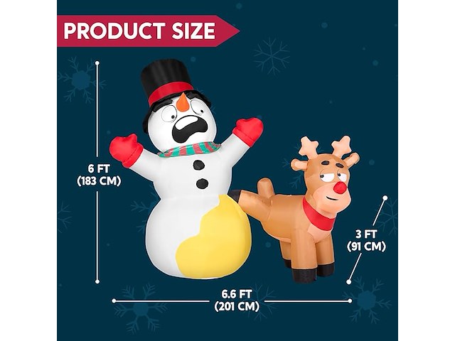 Joiedomi opblaasbaar sneeuwman en rendier (183 cm) - afbeelding 3 van  4