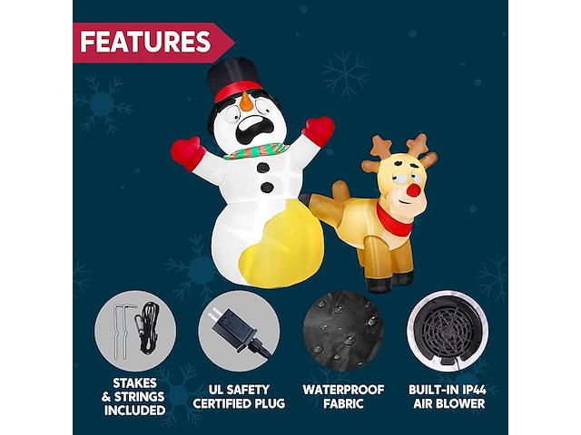 Joiedomi opblaasbaar sneeuwman en rendier (183 cm) - afbeelding 4 van  4