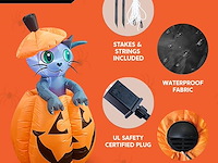 Joiedomi opblaasbare geanimeerde kat op pompoen - afbeelding 3 van  5