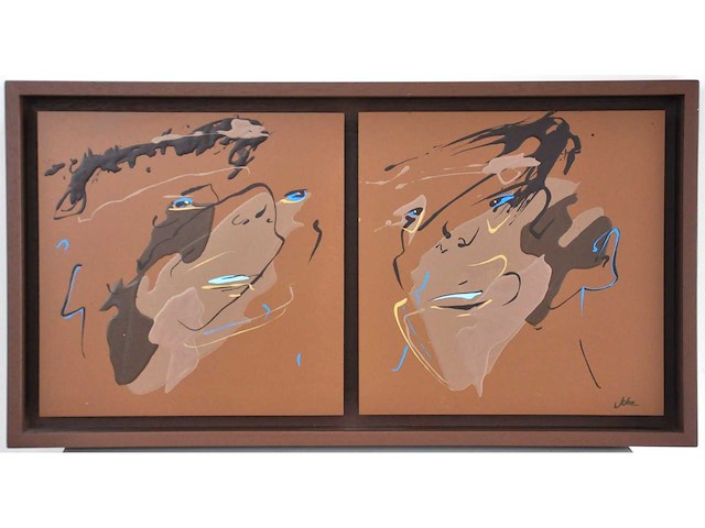 Joke debeuckelaere - tweeluik - acryl op paneel - 36x68 cm - afbeelding 1 van  5