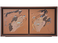 Joke debeuckelaere - tweeluik - acryl op paneel - 36x68 cm - afbeelding 1 van  5