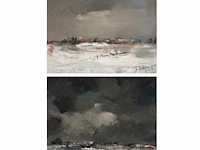 Joris de bruyne (1896-1965), a pair of winter landscapes, 1938/40, oil on canvas 30 x 34 cm. (11.81 x 13.39 in.), frame: 42 x 47 cm. (16.53 x 18 1/2 in.)