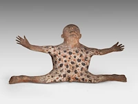 José vermeersch (1922-1997), figure with spread arms and legs, 1972, terracotta, n° 3/10 38 x 79 cm. (14.96 x 31.10 in.)