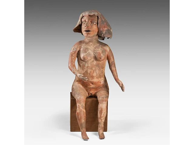 José vermeersch (1922-1997), sitting woman, 1969, terracotta 72 cm. (28.35 in.) - afbeelding 1 van  8