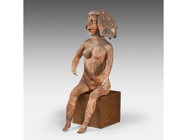 José vermeersch (1922-1997), sitting woman, 1969, terracotta 72 cm. (28.35 in.) - afbeelding 2 van  8