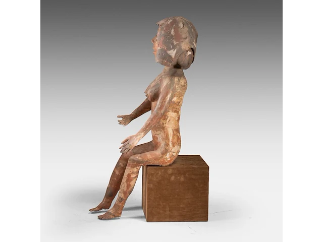 José vermeersch (1922-1997), sitting woman, 1969, terracotta 72 cm. (28.35 in.) - afbeelding 3 van  8