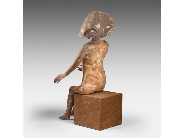 José vermeersch (1922-1997), sitting woman, 1969, terracotta 72 cm. (28.35 in.) - afbeelding 4 van  8