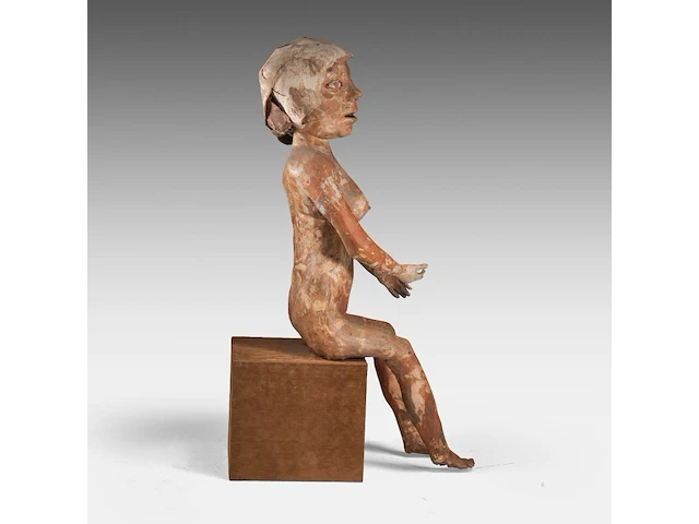 José vermeersch (1922-1997), sitting woman, 1969, terracotta 72 cm. (28.35 in.) - afbeelding 6 van  8