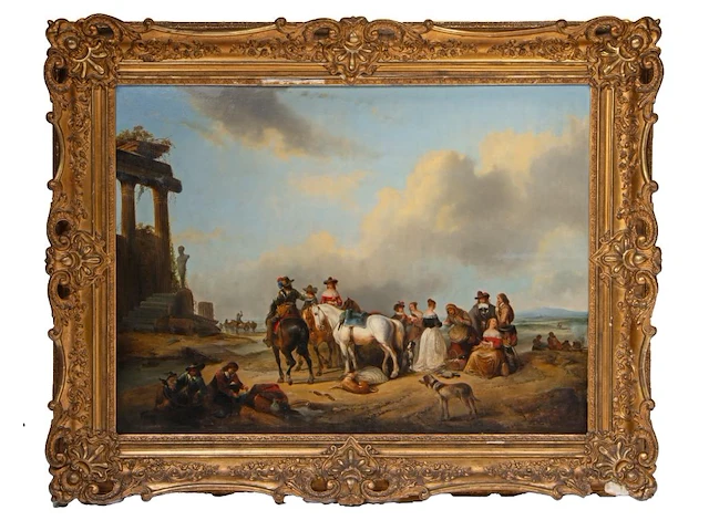 Joseph jacops (1806-1856), after the hunt, 1844, oil on panel 92 x 125 cm. (36.21 x 49.21 in.), frame: 125 x 158 cm. (49.21 x 62.20 in.) - afbeelding 2 van  8