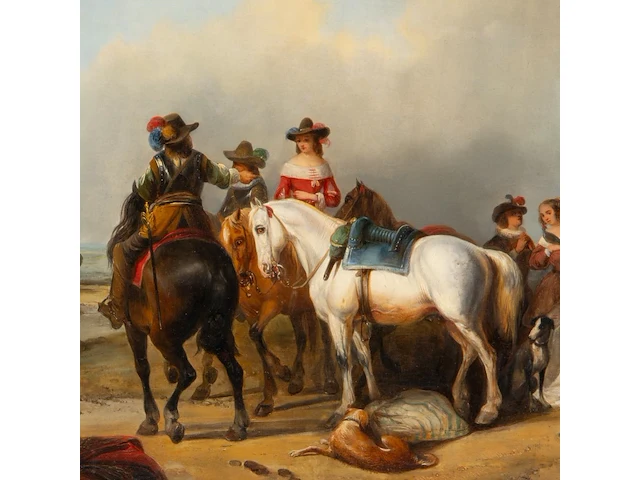Joseph jacops (1806-1856), after the hunt, 1844, oil on panel 92 x 125 cm. (36.21 x 49.21 in.), frame: 125 x 158 cm. (49.21 x 62.20 in.) - afbeelding 4 van  8