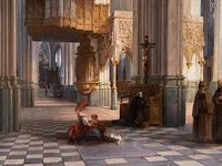 Joseph maswiens (1828-1880), interior of saint peter's church in louvain, oil on canvas, 74 x 57.5 cm. (29.12 x 22.64 in.), frame: 94 x 78 cm. (37.00 x 30.71 in.) - afbeelding 5 van  6