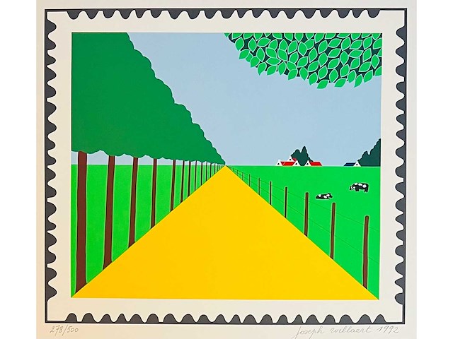Joseph willaert - postzegel met landschap - kleurenzeefdruk - afbeelding 6 van  12