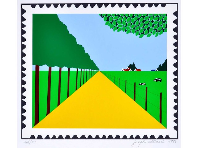Joseph willaert - postzegel met landschap - kleurenzeefdruk - afbeelding 2 van  8
