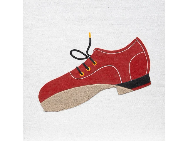 Joseph willaert (1936-2014), 'schoen in zandstap', 2001, mixed media 26 x 26 cm. (10.24 x 10.24 in.) - afbeelding 1 van  4