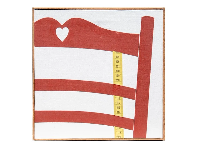 Joseph willaert (1936-2014), 'stoelleuning met lintmeter', 2001, mixed media 28 x 28 cm. (11.01 x 11.01 in.) - afbeelding 2 van  4