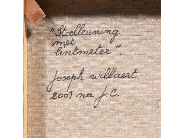 Joseph willaert (1936-2014), 'stoelleuning met lintmeter', 2001, mixed media 28 x 28 cm. (11.01 x 11.01 in.) - afbeelding 4 van  4