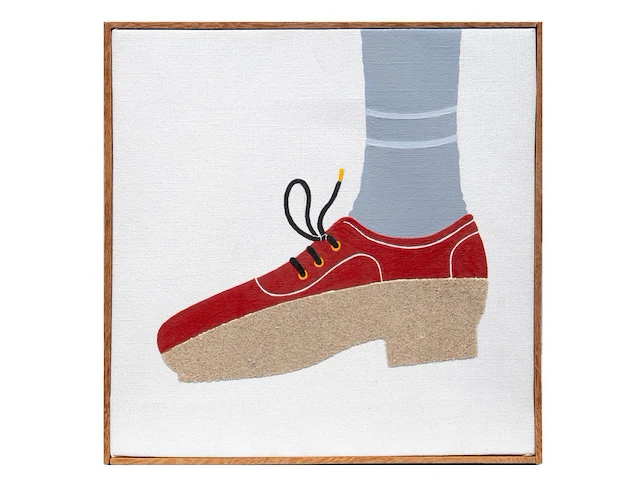 Joseph willaert (1936-2014), 'voet in duinenstap', 2001, mixed media 27 x 27 cm. (10.63 x 10.63 in.) - afbeelding 2 van  4