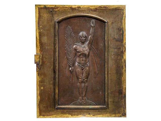 Joseph witterwulghe (1883-1967), a patinated bronze victory plaque 50 x 40 cm. (19.67 x 15 3/4 in.), frame: 40 x 21 cm. (15 3/4 x 8.26 in.) - afbeelding 1 van  4