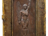 Joseph witterwulghe (1883-1967), a patinated bronze victory plaque 50 x 40 cm. (19.67 x 15 3/4 in.), frame: 40 x 21 cm. (15 3/4 x 8.26 in.)