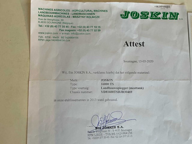 Joskin - 2013 - 16000 ts - akker- en graslandbemester (mestverspreider) - afbeelding 33 van  43