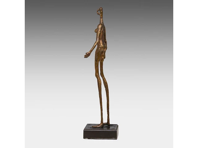 Joz de loose (1925-2011), 'hier ben ik', patinated bronze on a marble base. 28 cm. (11.01 in.) - afbeelding 4 van  10