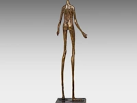Joz de loose (1925-2011), 'hier ben ik', patinated bronze on a marble base. 28 cm. (11.01 in.) - afbeelding 5 van  10