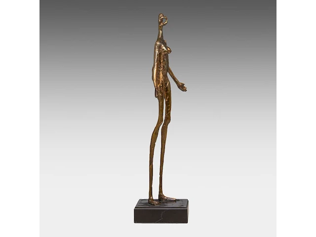 Joz de loose (1925-2011), 'hier ben ik', patinated bronze on a marble base. 28 cm. (11.01 in.) - afbeelding 6 van  10