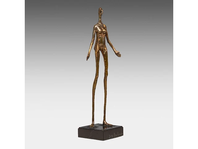 Joz de loose (1925-2011), 'hier ben ik', patinated bronze on a marble base. 28 cm. (11.01 in.) - afbeelding 7 van  10