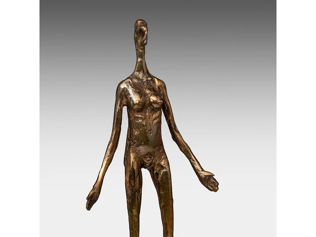 Joz de loose (1925-2011), 'hier ben ik', patinated bronze on a marble base. 28 cm. (11.01 in.) - afbeelding 10 van  10