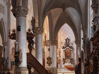 Jules victor génisson (1805-1860), interior of a baroque cathedral, 1859, oil on oak, 44.5 x 38 cm. (17.51 x 14.96 in.), frame: 64.5 x 58 cm. (25.39 x 22.82 in.)