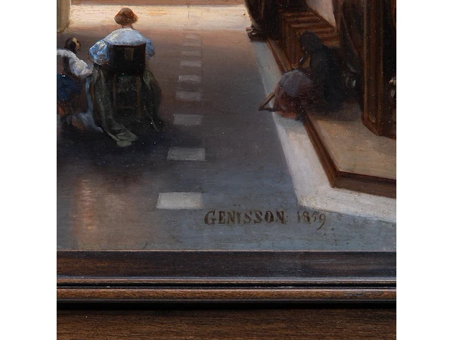 Jules victor génisson (1805-1860), interior of a baroque cathedral, 1859, oil on oak, 44.5 x 38 cm. (17.51 x 14.96 in.), frame: 64.5 x 58 cm. (25.39 x 22.82 in.) - afbeelding 4 van  6