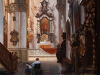 Jules victor génisson (1805-1860), interior of a baroque cathedral, 1859, oil on oak, 44.5 x 38 cm. (17.51 x 14.96 in.), frame: 64.5 x 58 cm. (25.39 x 22.82 in.) - afbeelding 5 van  6
