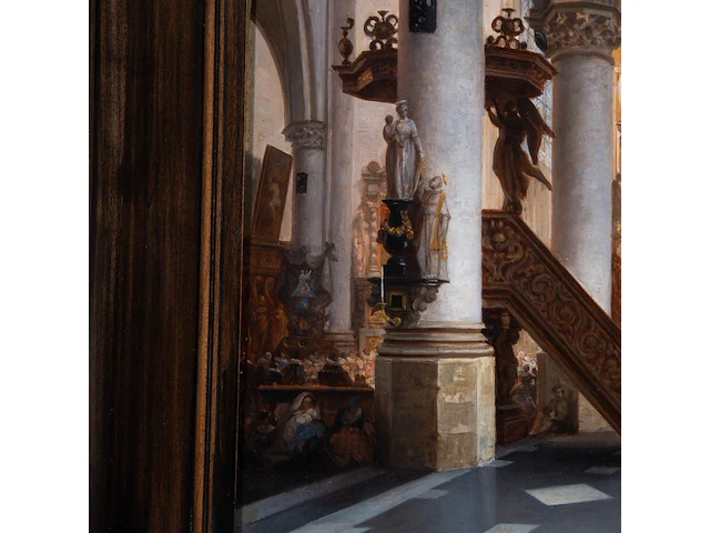 Jules victor génisson (1805-1860), interior of a baroque cathedral, 1859, oil on oak, 44.5 x 38 cm. (17.51 x 14.96 in.), frame: 64.5 x 58 cm. (25.39 x 22.82 in.) - afbeelding 6 van  6