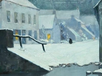 Julien célos (1884-1953), view of bruges in the snow, oil on canvas 71.5 x 91.5 cm. (28.14 x 36.02 in.), frame: 80 x 100 cm. (31 1/2 x 39.36 in.) - afbeelding 5 van  6