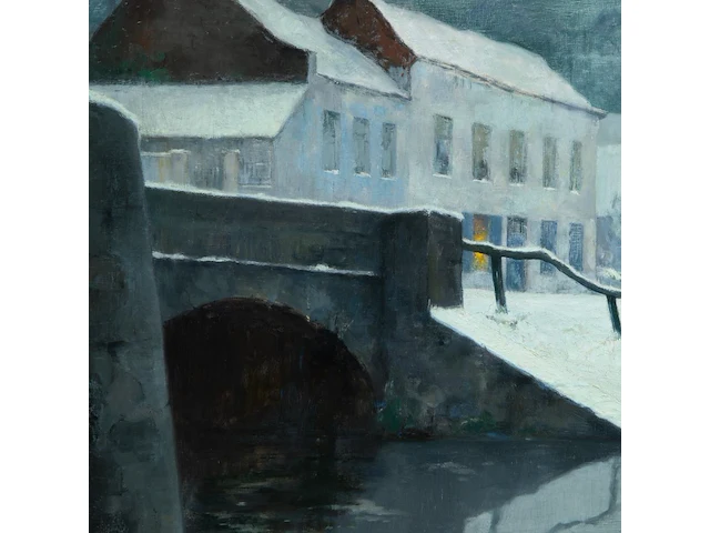 Julien célos (1884-1953), view of bruges in the snow, oil on canvas 71.5 x 91.5 cm. (28.14 x 36.02 in.), frame: 80 x 100 cm. (31 1/2 x 39.36 in.) - afbeelding 6 van  6