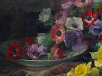Julien stappers (1875-1960), flower still life, oil on canvas 60 x 80 cm. (23.62 x 31 1/2 in.), frame: 78 x 98 cm. (30.71 x 38.57 in.) - afbeelding 6 van  6