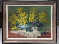 Julien stappers (1875-1960), flower still life, oil on canvas 60 x 80 cm. (23.62 x 31 1/2 in.), frame: 84 x 102 cm. (33.07 x 40.15 in.) - afbeelding 2 van  4