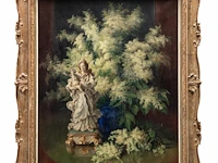 Julien stappers (1875-1960), flower still life with a sculpture of the holy virgin, oil on canvas 85 x 70 cm. (33.46 x 27.55 in.), frame: 105 x 90 cm. (41.34 x 35.42 in.) - afbeelding 2 van  4