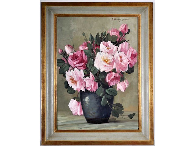 Julien van langenhove - bloemstilleven - olie op paneel - 53x39 cm - afbeelding 1 van  9