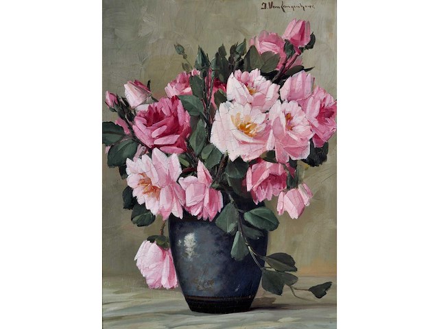 Julien van langenhove - bloemstilleven - olie op paneel - 53x39 cm - afbeelding 8 van  9