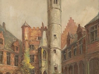 Julien vande veegaete (1886-1960), view of ghent, oil on canvas 50 x 40 cm. (19.67 x 15 3/4 in.), frame: 60 x 50 cm. (23.62 x 19.67 in.)