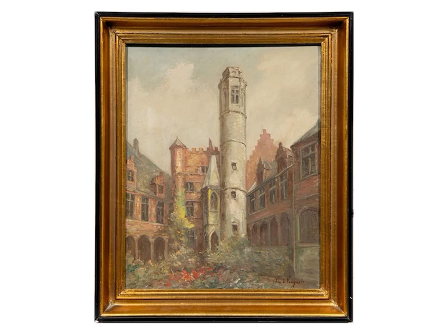 Julien vande veegaete (1886-1960), view of ghent, oil on canvas 50 x 40 cm. (19.67 x 15 3/4 in.), frame: 60 x 50 cm. (23.62 x 19.67 in.) - afbeelding 2 van  6