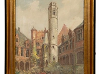 Julien vande veegaete (1886-1960), view of ghent, oil on canvas 50 x 40 cm. (19.67 x 15 3/4 in.), frame: 60 x 50 cm. (23.62 x 19.67 in.) - afbeelding 2 van  6