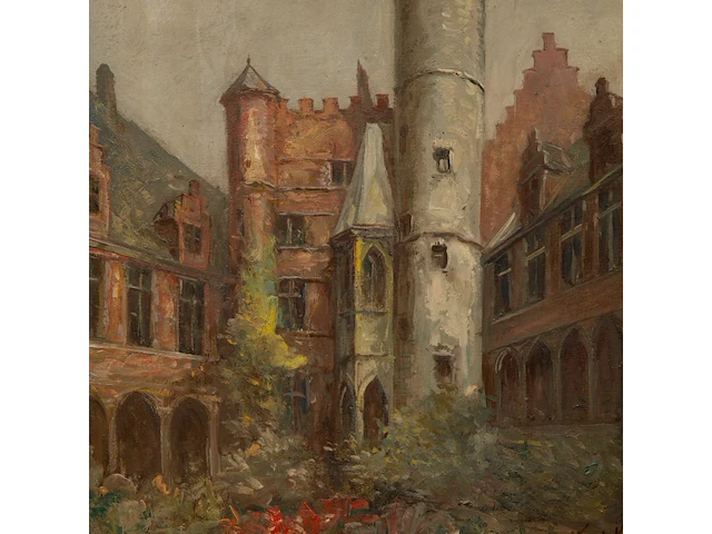Julien vande veegaete (1886-1960), view of ghent, oil on canvas 50 x 40 cm. (19.67 x 15 3/4 in.), frame: 60 x 50 cm. (23.62 x 19.67 in.) - afbeelding 5 van  6