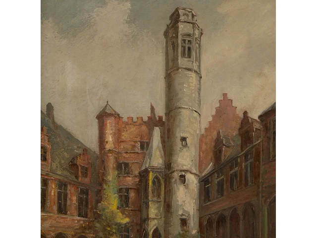 Julien vande veegaete (1886-1960), view of ghent, oil on canvas 50 x 40 cm. (19.67 x 15 3/4 in.), frame: 60 x 50 cm. (23.62 x 19.67 in.) - afbeelding 6 van  6