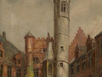 Julien vande veegaete (1886-1960), view of ghent, oil on canvas 50 x 40 cm. (19.67 x 15 3/4 in.), frame: 60 x 50 cm. (23.62 x 19.67 in.) - afbeelding 6 van  6
