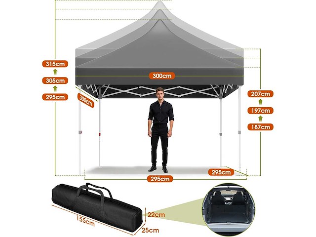 Jummico easy-up partytent 3×3 m - afbeelding 2 van  2